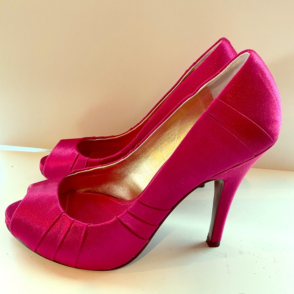 Nina New York Hot Pink and Gold Heels